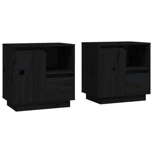 Noćni ormarići 2 kom crni 50 x 34 x 50 cm od masivne borovine - Crna 2 Cijena