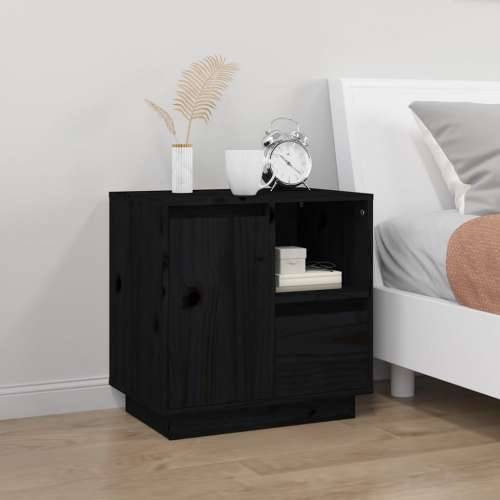Noćni ormarići 2 kom crni 50 x 34 x 50 cm od masivne borovine - Crna 2 Cijena