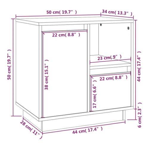Noćni ormarići 2 kom crni 50 x 34 x 50 cm od masivne borovine - Crna 2 Cijena