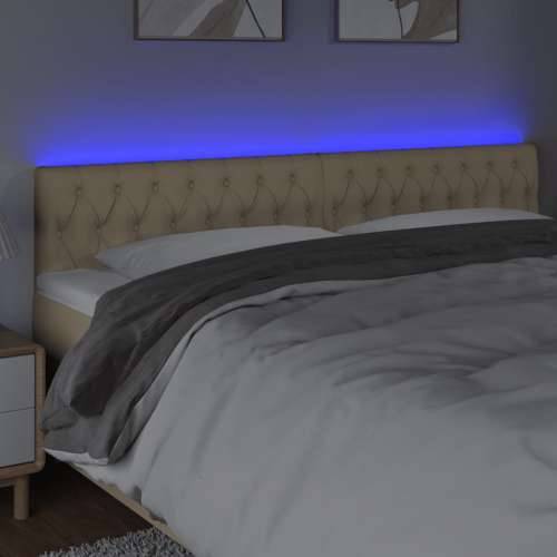 LED uzglavlje krem 180 x 7 x 78/88 cm od tkanine - Krema 180 x 7 x 78/88 cm 1 Cijena