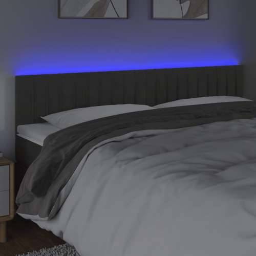 LED uzglavlje tamnosivo 160x5x78/88 cm baršunasto - Tamno siva 160 x 5 x 78/88 cm 1 Cijena