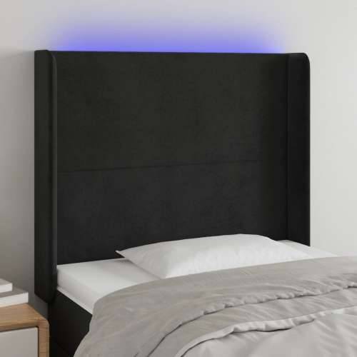 LED uzglavlje crno 103x16x118/128 cm baršunasto - Crna 103 x 16 x 118/128 cm 1 Cijena