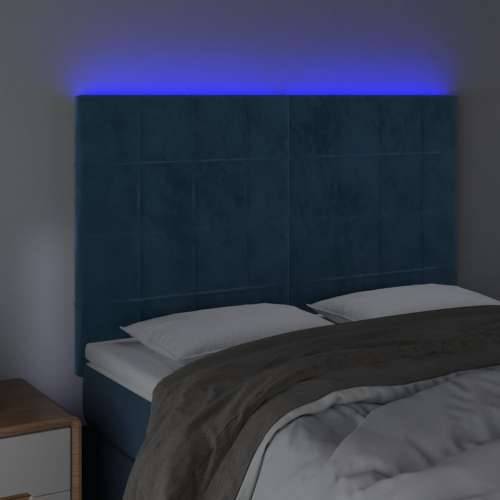 LED uzglavlje tamnoplavo 144x5x118/128 cm baršunasto - Tamno plava 144 x 5 x 118/128 cm 1 Cijena