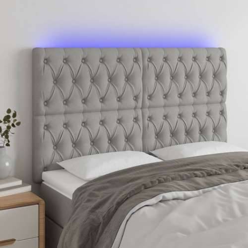 LED uzglavlje svjetlosivo 144x7x118/128 cm od tkanine - Svjetlosiva 144 x 7 x 118/128 cm 1 Cijena