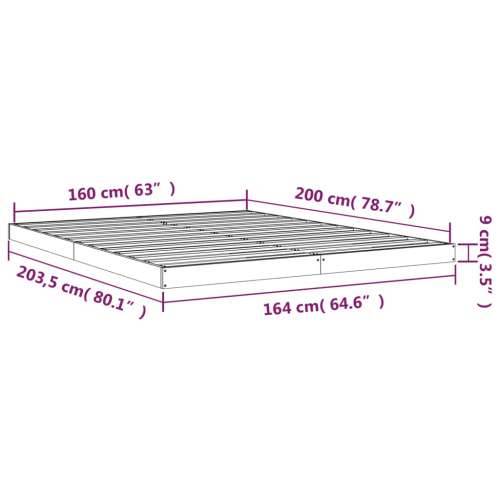 Okvir za krevet bijeli 160x200 cm od masivne borovine Cijena