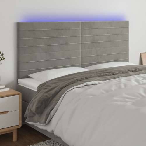 LED uzglavlje svjetlosivo 200x5x118/128 cm baršunasto - Svjetlosiva 200 x 5 x 118/128 cm 1 Cijena