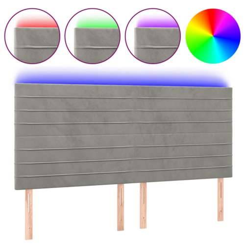 LED uzglavlje svjetlosivo 200x5x118/128 cm baršunasto - Svjetlosiva 200 x 5 x 118/128 cm 1 Cijena