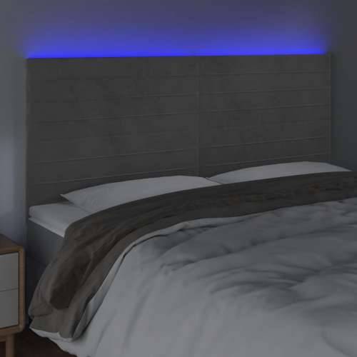 LED uzglavlje svjetlosivo 200x5x118/128 cm baršunasto - Svjetlosiva 200 x 5 x 118/128 cm 1 Cijena