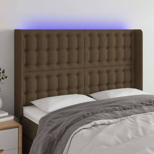 LED uzglavlje tamnosmeđe 147x16x118/128 cm od tkanine - Tamno smeđa 147 x 16 x 118/128 cm 1 Cijena