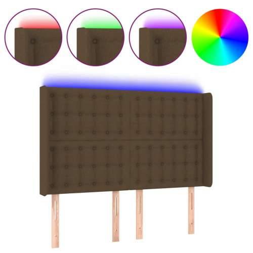 LED uzglavlje tamnosmeđe 147x16x118/128 cm od tkanine - Tamno smeđa 147 x 16 x 118/128 cm 1 Cijena
