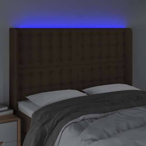 LED uzglavlje tamnosmeđe 147x16x118/128 cm od tkanine - Tamno smeđa 147 x 16 x 118/128 cm 1 Cijena