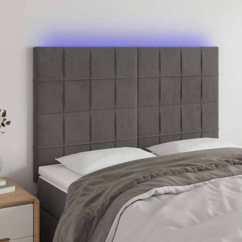 LED uzglavlje tamnosivo 144x5x118/128 cm baršunasto - Tamno siva 144 x 5 x 118/128 cm 1 Cijena