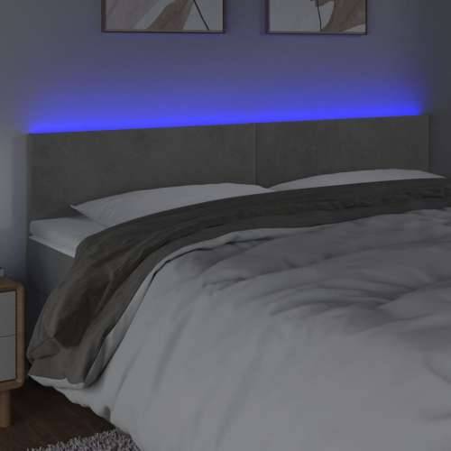 LED uzglavlje svjetlosivo 200x5x78/88 cm baršunasto - Svjetlosiva 200 x 5 x 78/88 cm 1 Cijena