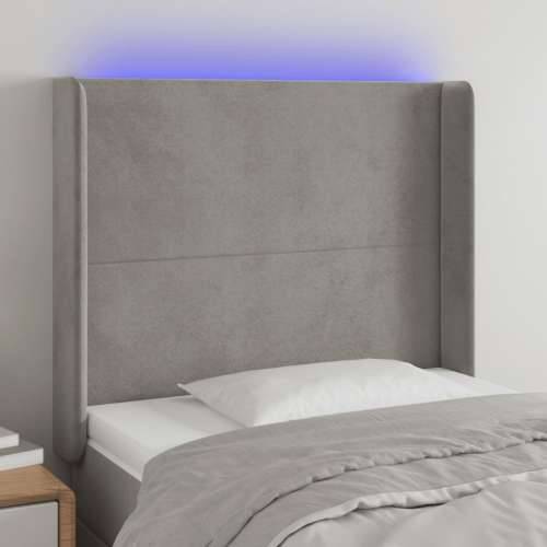 LED uzglavlje svjetlosivo 93 x 16 x 118/128 cm baršunasto - Svjetlosiva 93 x 16 x 118/128 cm 1 Cijena