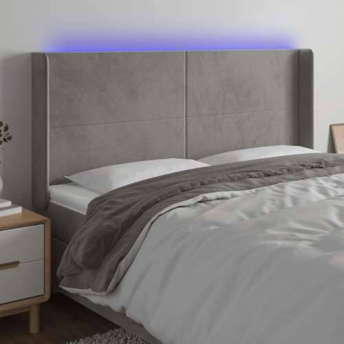 LED uzglavlje svjetlosivo 183 x 16 x 118/128 cm baršunasto - Svjetlosiva 183 x 16 x 118/128 cm 1 Cijena