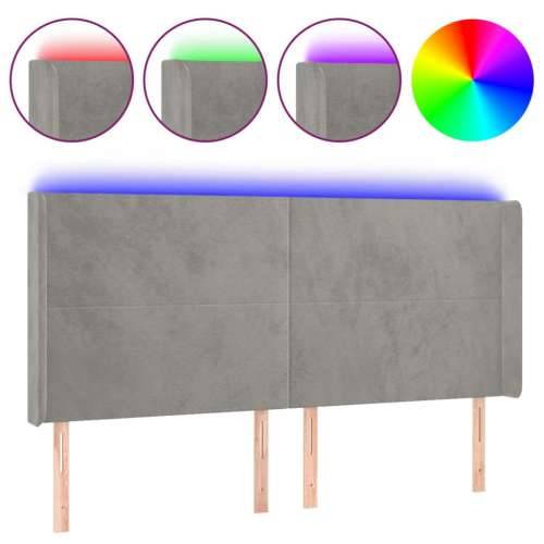 LED uzglavlje svjetlosivo 183 x 16 x 118/128 cm baršunasto - Svjetlosiva 183 x 16 x 118/128 cm 1 Cijena