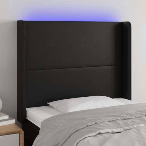 LED uzglavlje crno 83x16x118/128 cm od umjetne kože - Crna 83 x 16 x 118/128 cm 1 Cijena