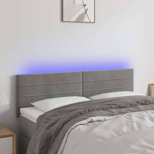 LED uzglavlje svjetlosivo 144x5x78/88 cm baršunasto - Svjetlosiva 144 x 5 x 78/88 cm 1 Cijena