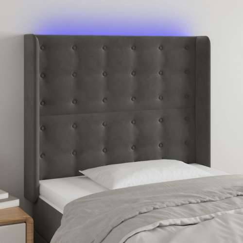 LED uzglavlje tamnosivo 93x16x118/128 cm baršunasto - Tamno siva 93 x 16 x 118/128 cm 1 Cijena