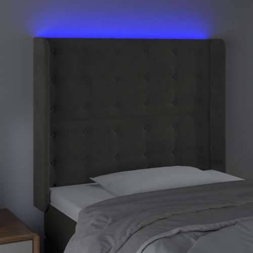 LED uzglavlje tamnosivo 93x16x118/128 cm baršunasto - Tamno siva 93 x 16 x 118/128 cm 1 Cijena