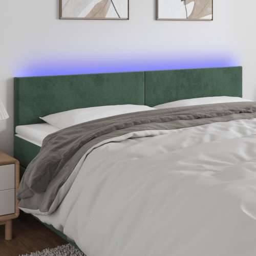 LED uzglavlje tamnozeleno 200x5x78/88 cm baršunasto - Tamnozelena 200 x 5 x 78/88 cm 1 Cijena