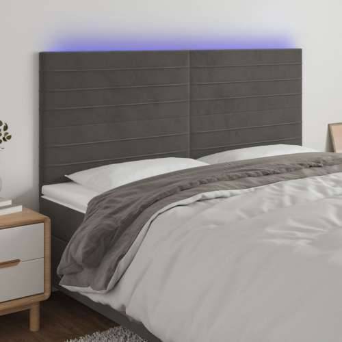 LED uzglavlje tamnosivo 200x5x118/128 cm baršunasto - Tamno siva 200 x 5 x 118/128 cm 1 Cijena