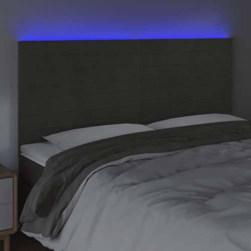 LED uzglavlje tamnosivo 200x5x118/128 cm baršunasto - Tamno siva 200 x 5 x 118/128 cm 1 Cijena