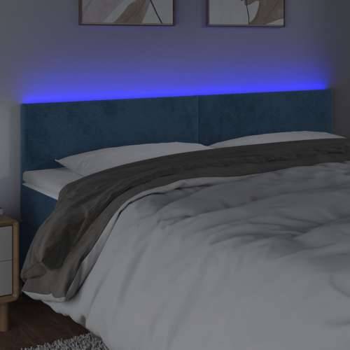 LED uzglavlje tamnoplavo 160x5x78/88 cm baršunasto - Tamno plava 160 x 5 x 78/88 cm 1 Cijena