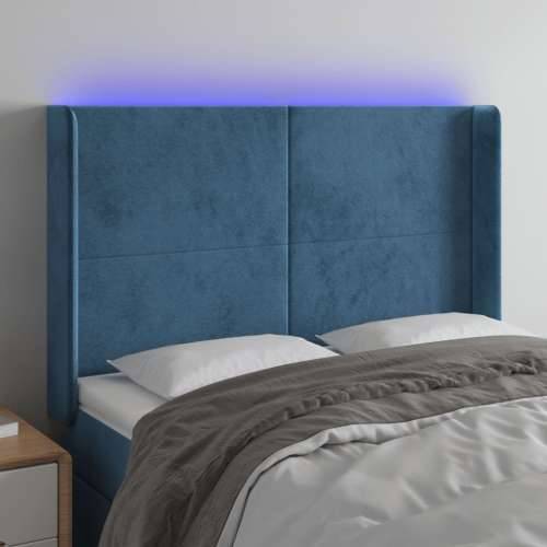 LED uzglavlje tamnoplavo 147x16x118/128 cm baršunasto - Tamno plava 147 x 16 x 118/128 cm 1 Cijena