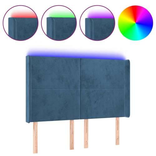 LED uzglavlje tamnoplavo 147x16x118/128 cm baršunasto - Tamno plava 147 x 16 x 118/128 cm 1 Cijena