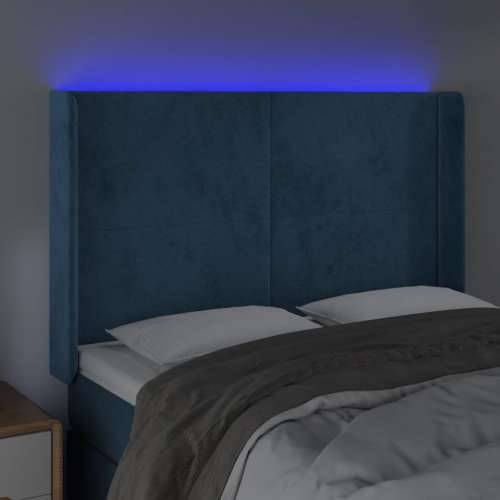 LED uzglavlje tamnoplavo 147x16x118/128 cm baršunasto - Tamno plava 147 x 16 x 118/128 cm 1 Cijena