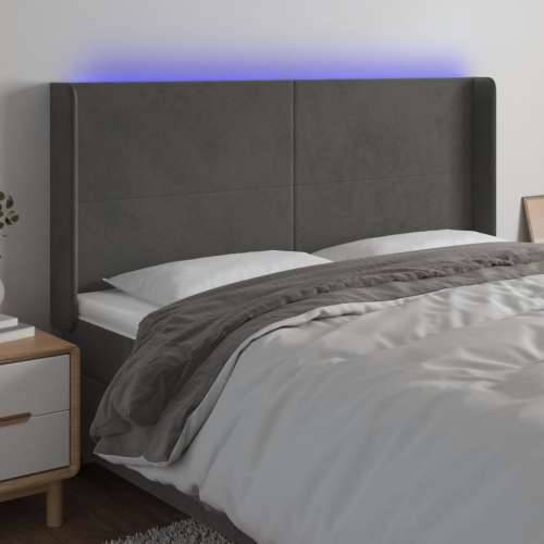 LED uzglavlje tamnosivo 203 x 16 x 118/128 cm baršunasto - Tamno siva 203 x 16 x 118/128 cm 1 Cijena