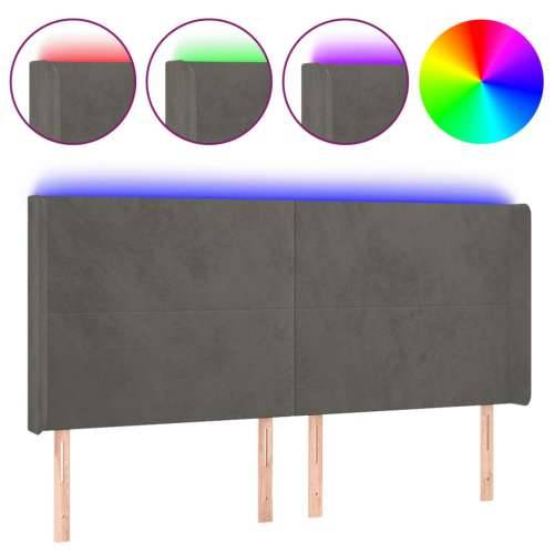 LED uzglavlje tamnosivo 203 x 16 x 118/128 cm baršunasto - Tamno siva 203 x 16 x 118/128 cm 1 Cijena