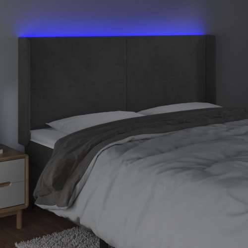 LED uzglavlje tamnosivo 203 x 16 x 118/128 cm baršunasto - Tamno siva 203 x 16 x 118/128 cm 1 Cijena