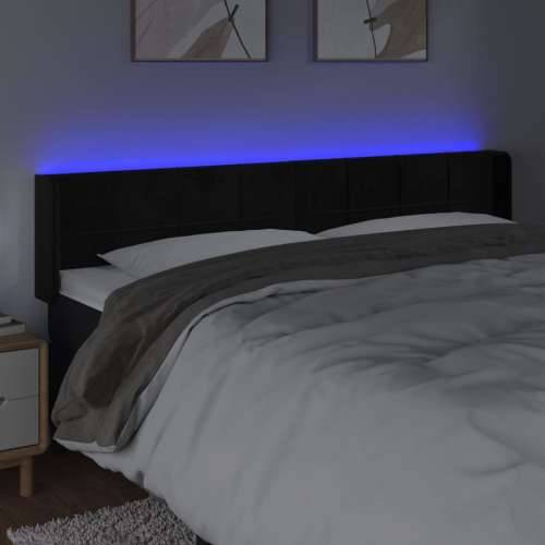 LED uzglavlje crno 183x16x78/88 cm baršunasto - Crna 183 x 16 x 78/88 cm 1 Cijena