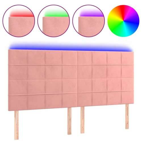 LED uzglavlje ružičasto 160x5x118/128 cm baršunasto - Ružičasta 160 x 5 x 118/128 cm 1 Cijena