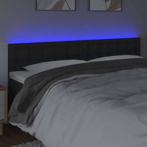 LED uzglavlje crno 180 x 5 x 78/88 cm od umjetne kože - Crna 180 x 5 x 78/88 cm 1 Cijena