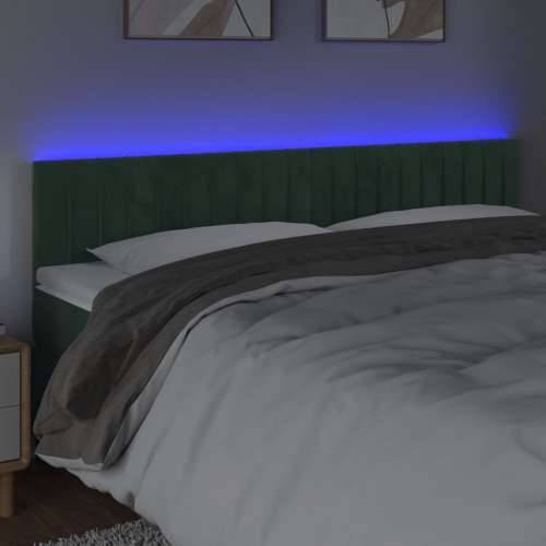 LED uzglavlje tamnozeleno 160x5x78/88 cm baršunasto - Tamnozelena 160 x 5 x 78/88 cm 1 Cijena