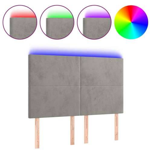 LED uzglavlje svjetlosivo 144x5x118/128 cm baršunasto - Svjetlosiva 144 x 5 x 118/128 cm 1 Cijena