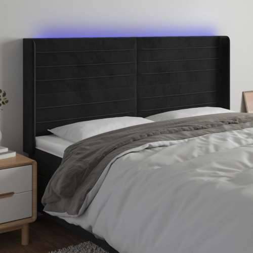 LED uzglavlje crno 163 x 16 x 118/128 cm baršunasto - Crna 163 x 16 x 118/128 cm 1 Cijena