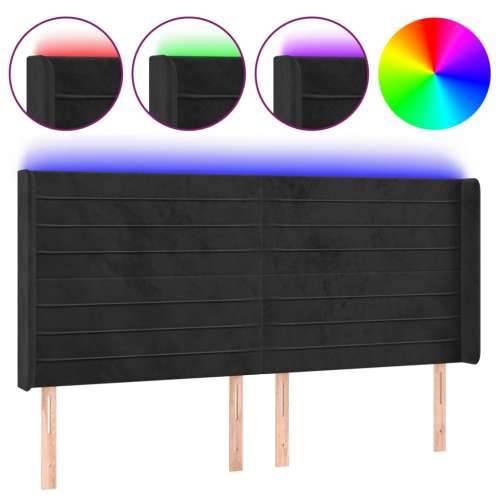 LED uzglavlje crno 163 x 16 x 118/128 cm baršunasto - Crna 163 x 16 x 118/128 cm 1 Cijena