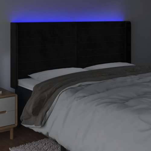 LED uzglavlje crno 163 x 16 x 118/128 cm baršunasto - Crna 163 x 16 x 118/128 cm 1 Cijena