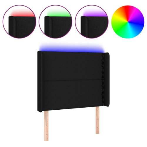 LED uzglavlje crno 93 x 16 x 118/128 cm od tkanine - Crna 93 x 16 x 118/128 cm 1 Cijena