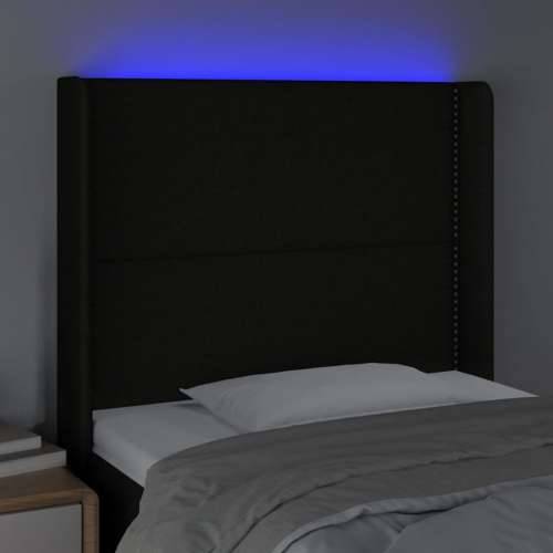 LED uzglavlje crno 93 x 16 x 118/128 cm od tkanine - Crna 93 x 16 x 118/128 cm 1 Cijena