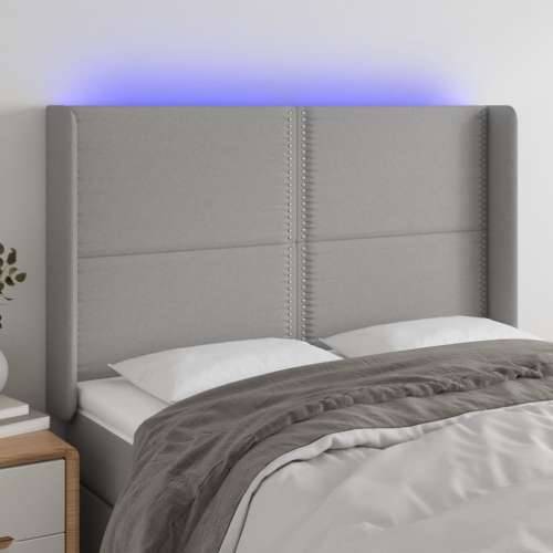 LED uzglavlje svjetlosivo 147 x 16 x 118/128 cm od tkanine - Svjetlosiva 147 x 16 x 118/128 cm 1 Cijena
