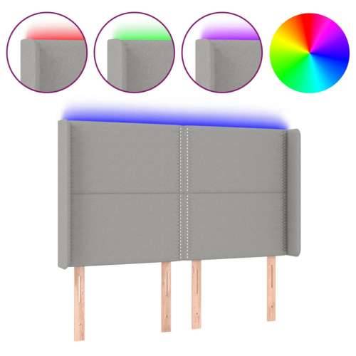 LED uzglavlje svjetlosivo 147 x 16 x 118/128 cm od tkanine - Svjetlosiva 147 x 16 x 118/128 cm 1 Cijena
