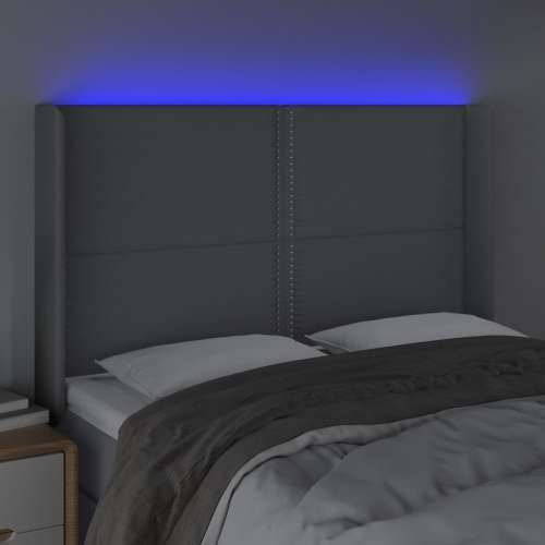 LED uzglavlje svjetlosivo 147 x 16 x 118/128 cm od tkanine - Svjetlosiva 147 x 16 x 118/128 cm 1 Cijena