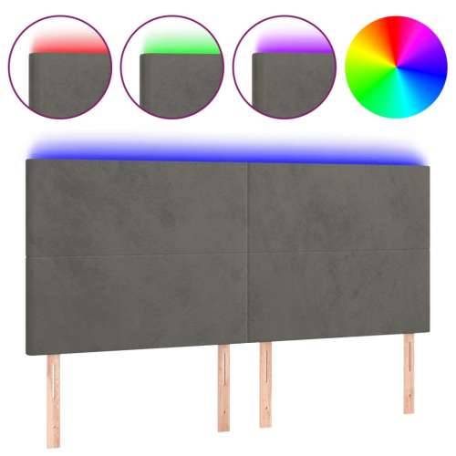 LED uzglavlje tamnosivo 180x5x118/128 cm baršunasto - Tamno siva 180 x 5 x 118/128 cm 1 Cijena
