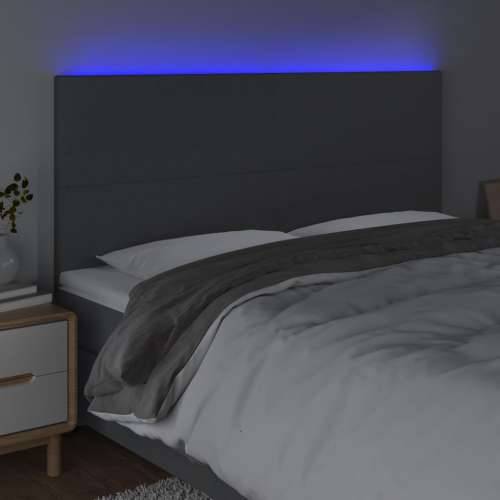 LED uzglavlje tamnosivo 200x5x118/128 cm od tkanine - Tamno siva 200 x 5 x 118/128 cm 1 Cijena