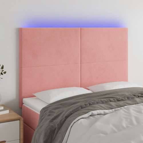 LED uzglavlje ružičasto 144x5x118/128 cm baršunasto - Ružičasta 144 x 5 x 118/128 cm 1 Cijena